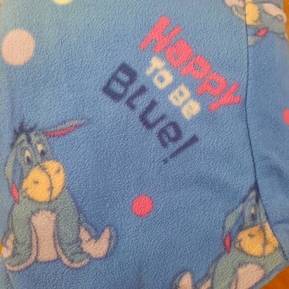 Disney Eeyore Happy To Be Blue Fleece Button Front Footed Pajamas Size Medium - Picture 7 of 8